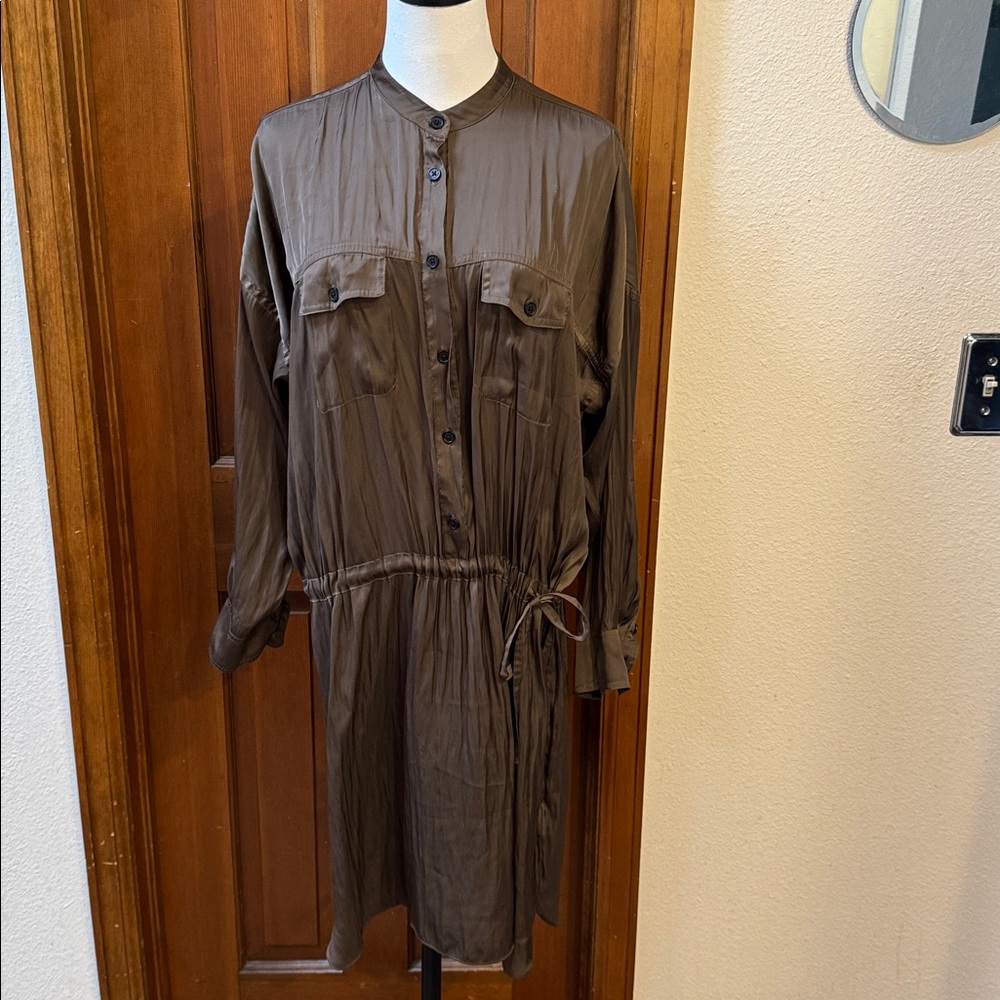 Zadig & Voltaire Brown Long-Sleeve Button Front Shirt Dress